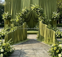 Accessoires de mariage, arche en métal blanc en forme de S, décoration de fond, rideau doré pour la décoration de cérémonie