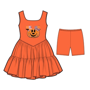 <span class=keywords><strong>Abito</strong></span> in tulle casual con stampa di Halloween per bambine, con pantaloncini, senza maniche, traspirante - Product Image 6