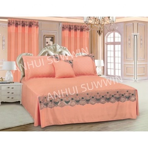 Vendita calda Set di biancheria da letto in 6 pezzi copriletto in pizzo tinta unita copri sipario tessuto <span class=keywords><strong>per</strong></span> il tuo letto - Product Image 5