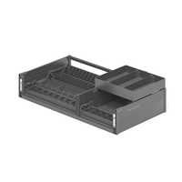 Panier de rangement double à demi-sortie en aluminium 6063-T5 de qualité supérieure, profondeur 450 mm, fermeture douce et silencieuse, antirouille, pour armoire