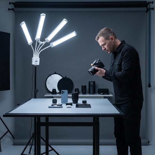 CRI 95+ High Brightness 4 Arms LED Photography Light Stepless Dimming Bi-Color Studio Video Lamp for Medical Makeup Artist