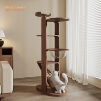 Arbre à chat moderne de luxe 2025, grand meuble en bois de noyer, grattoir et capsule noire, fournitures pour animaux de compagnie du fabricant