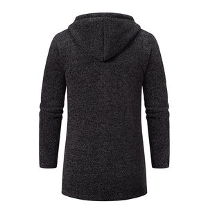 Suéter de <span class=keywords><strong>punto</strong></span> medio a largo para hombre, cárdigan de terciopelo <span class=keywords><strong>grueso</strong></span> de alta calidad para otoño e invierno, chaqueta de <span class=keywords><strong>punto</strong></span> con capucha para hombre - Product Image 5