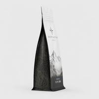 Sachet de café à fond plat imprimé sur mesure avec fermeture éclair pour l'emballage de café en grains entiers torréfiés