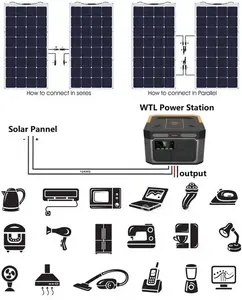 WTL Solar Generators 300W 500W 1000W 1500W 2000W 3000W 5000W 10000W UPS Outdoor Battery Portable Power Station With Solar Panels