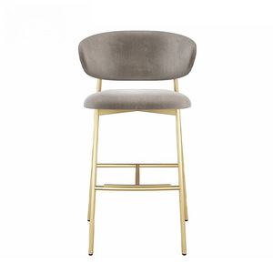 Chaises de salle à manger d'hôtel modernes en acier inoxydable, style design, couleur personnalisée, tissu éponge, tabourets de bar à pieds hauts - Product Image 4