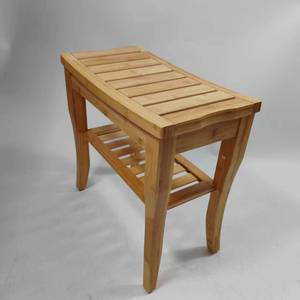 Banco de ducha de bambú para ducha interior Taburete de ducha pequeño para afeitarse Patas Reposapiés, Banco de <span class=keywords><strong>baño</strong></span> Asiento Muebles de <span class=keywords><strong>baño</strong></span> de madera - Product Image 3