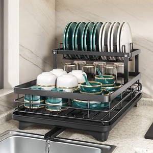 Escurridor de Platos Multicapa Sea Shark de Acero al Carbono con Bandeja para Platos, Tazas y Utensilios - Product Image 1