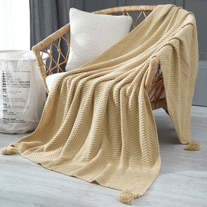 Logo personalizzato Super morbido di buona qualità a quadretti in acrilico a scacchi coperte con nappe a sfera - Product Image 4