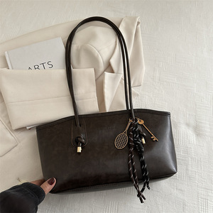 Tas Tote Poliester Retro Amerika Eropa, Tas Selempang Fashion Korea, Tas Tangan Sederhana Modern Kapasitas Besar, Serbaguna dengan Gantungan - Product Image 3