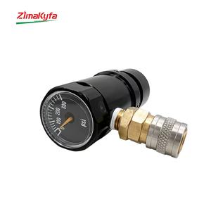 Regulador de CO2 Mini HPA Zimakyfa, de Aluminio Negro, Manguera Recta, Conector Foster Americano G1/2-14, Manómetro de Presión de 300 PSI - Product Image 4