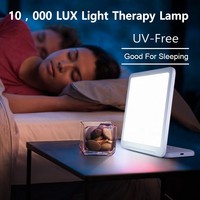 Lampe de luminothérapie LED rechargeable 10000 Lux avec variateur d'intensité, minuterie et contrôle tactile, lumière du jour pour l'amélioration de l'humeur saisonnière et un regain d'énergie
