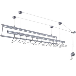 HELPER ALD9618 Séchoir à linge manuel robuste à <span class=keywords><strong>poulie</strong></span>, à double barre ovale, monté au <span class=keywords><strong>plafond</strong></span>, avec treuil manuel, entièrement en acier - Product Image 3