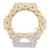 Boîtier de montre en laiton avec couronne à épines et lunette sertie de moissanite pour la modification et le remplacement de la montre DW6900
