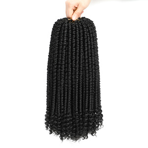 Capelli all'uncinetto Passion <span class=keywords><strong>Twist</strong></span> da 18 pollici, leggeri, a 12 ciocche, senza perdita di capelli # Extension per capelli pre-intrecciati neri 1B per donne di colore - Product Image 2