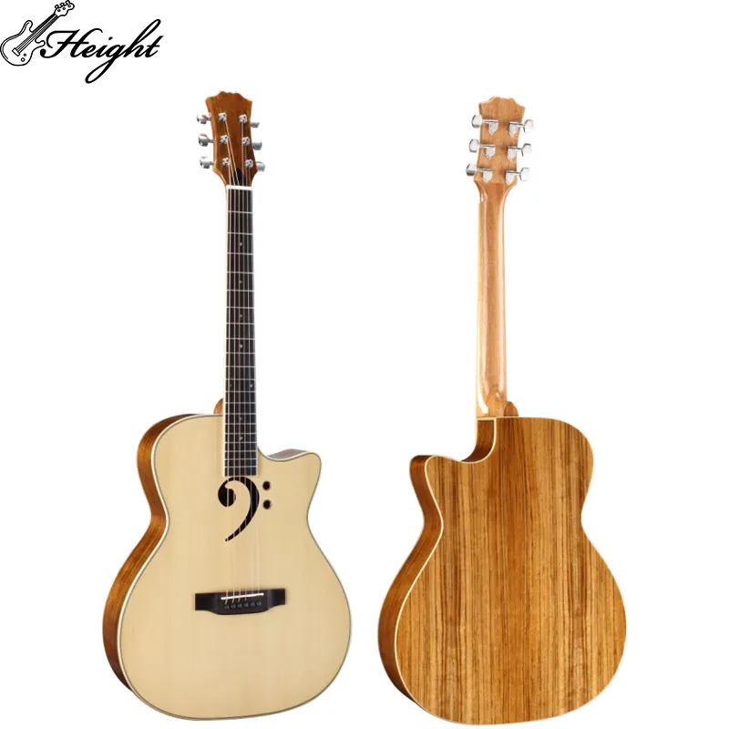 Novo design madeira spruce high end violão violão fina baixo MOQ para a loja de música
