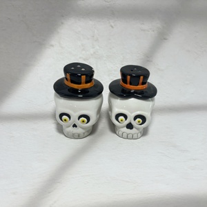 Juego de 2 Saleros y Pimenteros de Cerámica con Forma de Fantasma, Resistentes al Polvo, Color Personalizado, Accesorios de Cocina - Product Image 1
