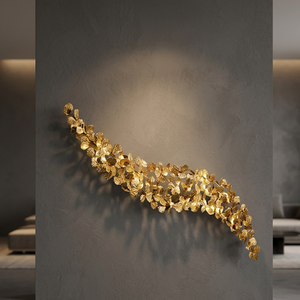 Gold All-copper Postmodern Maple <b>Leaf</b> Villa Living Room Background Wall <b>Light</b> for Luxury Hotel and Duplex Building - Product Image 1