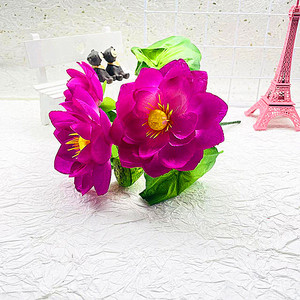 Fleur artificielle de lotus en soie Qi Xing, 3 grandes fleurs par bouquet, pour décoration de mariage, maison et extérieur - Product Image 1
