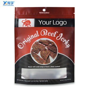 Sachet alimentaire personnalisé de qualité alimentaire, à fond plat, scellé sur trois côtés, anti-odeur, avec fermeture éclair, pour congeler bœuf séché, jambon, saucisses, bacon, sandwichs - Product Image 1