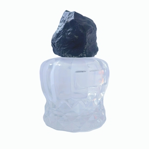 บรรจุภัณฑ์น้ำหอมแก้วทรงกว้างหรูหราพร้อมฝาหินสีดำธรรมชาติ - Product Image 1