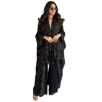 Lignes Factory OEM/ODM Prachtige Dubai Custom Hot Women Muslim Abaya Zwart & Gouden Abaya met bijpassende sjaal