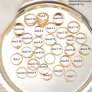 Set di anelli in oro e argento da 21-30 pezzi per donna, anelli impilabili delicati con gioielli in strass per uso quotidiano, regalo - Product Image 3