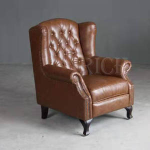 Cánh Tay Đóng Đinh Pu Da Chesterfield Cao Cánh Trở Lại Tuyên Bố Ghế Màu Xanh Lá Cây Cổ Điển Da Nút Tufted Sofa Tay Ghế - Product Image 3