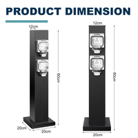 Poteau de distribution électrique extérieur en métal 2 modules avec kit de boîtier, poteau électrique métallique résistant aux intempéries pour jardin, piscine et extérieur