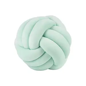 Wholesale URN custom stuffed shaped plush soft round knot pillow ball cushion olive green