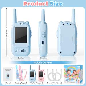 Walkie Talkie Video untuk Anak-Anak 2 Buah dengan Pengubah Suara Layar IPS 2.0 inci Baterai 650mAh Jangkauan 0-1km - Mainan Seru untuk Dalam/Luar Ruangan - Product Image 5