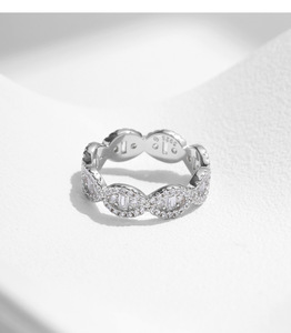 Elegant 925 <b>Silver</b> Eternity Band <b>Ring</b> With <b>Emerald</b> Cut Diamond Pave Setting Geometric Design For Women Luxury Engagement Jewelry - Product Image 6