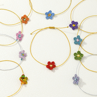 Pulsera de Cuerda con Flores Hechas a Mano, Simple y Linda, Venta Caliente 2026, Macramé Colorido de Primavera, Joyería de Amistad con Flores para Uso Diario, Regalo