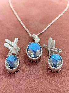 Exclusive Natural <b>Crystal</b> Jewelry Collection Showcasing <b>Real</b> Quartz Gemstone Pendant with Matching Earrings 925 Sterling Silver - Product Image 1