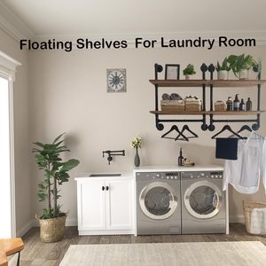 Estantes <span class=keywords><strong>de</strong></span> tubería <span class=keywords><strong>de</strong></span> hierro Estantes <span class=keywords><strong>de</strong></span> baño industriales con <span class=keywords><strong>toallero</strong></span> Estante industrial <span class=keywords><strong>de</strong></span> 2 niveles Montado en la pared con gancho para cocina <span class=keywords><strong>de</strong></span> dormitorio - Product Image 5