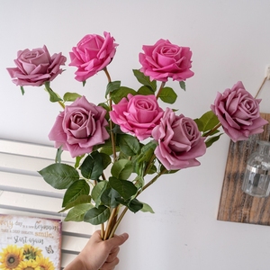 MW59995 Fleurs artificielles Real Touch Roses longues tiges Rose pour la décoration de la maison de la fête de mariage - Product Image 4