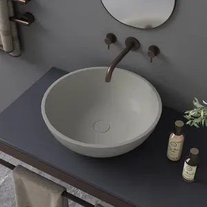 SANIL CUPC Hotel Wholesale Toilet Modern Round Handmade Bathroom Concrete Wash Basin Hotel Grey Concrete Wash Basin