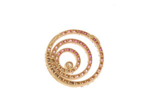 Colgante Espiral de Oro Rosa de 18K con Zafiro Rosa Degradado y Diamantes, Joyería de Estilo Dulce y Moderno - Product Image 2
