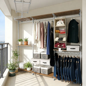 ยืนตรงและตั้งตัวดี แข<span class=keywords><strong>ว</strong></span>น<span class=keywords><strong>เสื้อผ้า</strong></span>ลงบนพื้น ประกอบ<span class=keywords><strong>เอง</strong></span> <span class=keywords><strong>ทำ</strong></span><span class=keywords><strong>เอง</strong></span> ห้องเก็บ<span class=keywords><strong>เสื้อผ้า</strong></span>และหมวกแบบเปิด หนา - Product Image 4