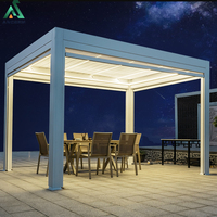 Pérgola de Aluminio ANCSEM con Techo de Láminas Ajustables, Eléctrica, Impermeable, para Patio Exterior, Jardín, Protección Solar, Resistente