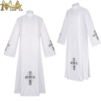 Tunique blanche pour prêtre, pasteur, ministre, robe de cérémonie catholique, costume de clergé, robe d'église