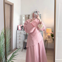 Ensemble deux pièces haut et jupe pour femme musulmane, couleur unie, manches larges, qualité supérieure, tenue modeste pour le quotidien