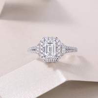 Bague de fiançailles pour femmes personnalisable en or blanc 925 argent sterling D VVS Moissanite à tige fendue