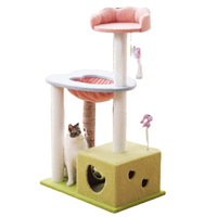 Arbre à chat en bois de luxe en gros, OEM, avec griffoir en sisal, nid capsule spatiale transparente et balles suspendues pour chats - Noël