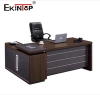 Bureau de Direction Moderne Ekintop en Bois, Design de Table de Bureau Exécutif, Bureau en L de Luxe pour Manager et PDG