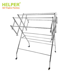 Helper Stainless Steel <b>Clothes</b> Drying <b>Rack</b> Floor Standing Folding Wing Shape Multi Pole Portable Balcony Use - Product Image 3