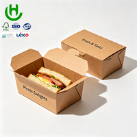 Boîte à bento jetable pour sushis avec compartiments, impression de logo personnalisée, papier kraft recyclable, doublure résistante à l'huile, taille personnalisable