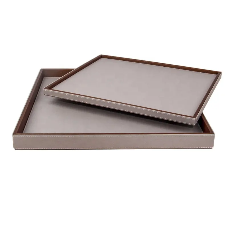 Nordic Modern home Decorative Trays Storage Organizer Holder Reusable bathroom square Leather Valet Tray