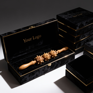 Individuelles Logo Natürlicher Holz-Therapiestab für Lymphdrainage Holzmassagegerät Körpermassage-Werkzeug Rückenmassageroller - Product Image 1
