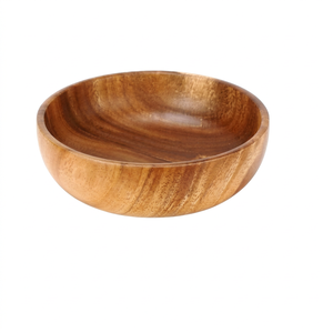 Bol à fruits en bois d'acacia fait main, bol de service en bois naturel avec une belle veine de bois riche, élégant centre de table décoratif - Product Image 1